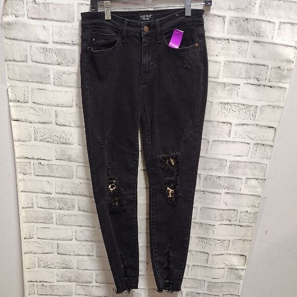Judy Blue Black Skinny Distressed Jeans - Picture 1 of 7